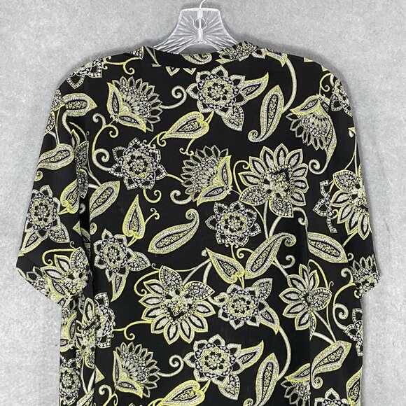 Catherines Top‎ Women 16 W Button Up Floral Short Sleeves V-Neck Casual Travel - Picture 6 of 11